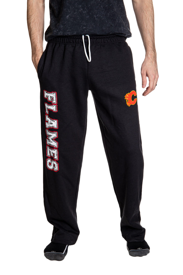 Calgary Flames Premium Fleece Sweatpants Front View.