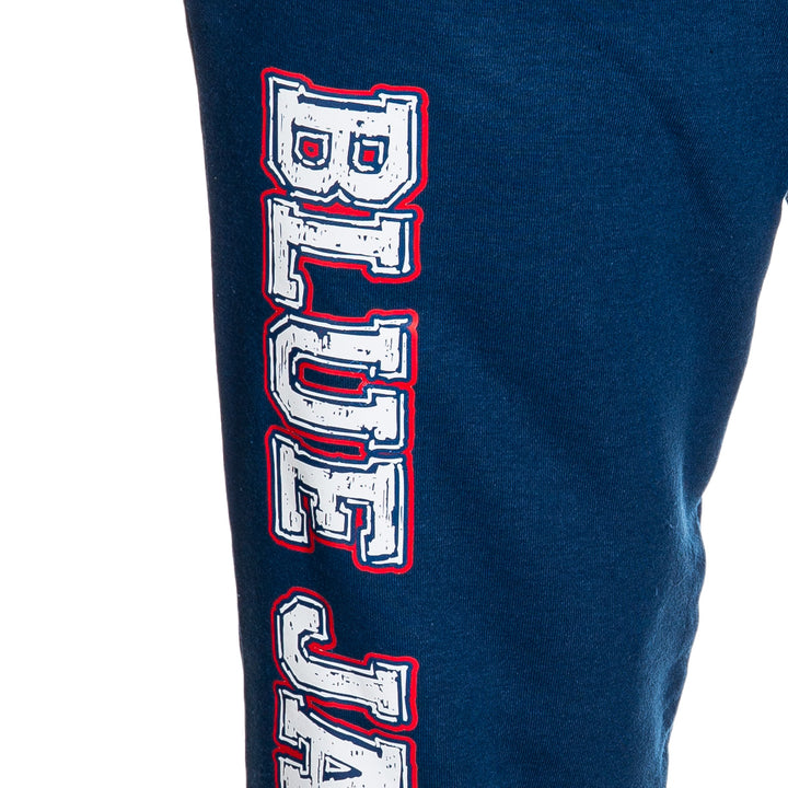 Columbus Blue Jackets Premium Fleece Sweatpants Close Up Of Blue Jackets Print.