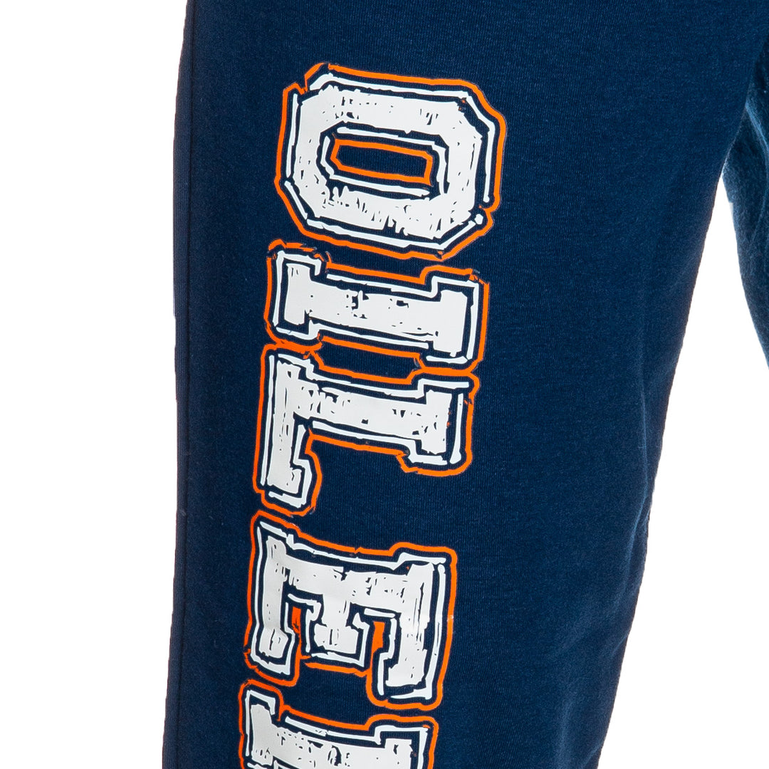 Edmonton Oilers Premium Fleece Sweatpants Close Up Of Oilers Print.