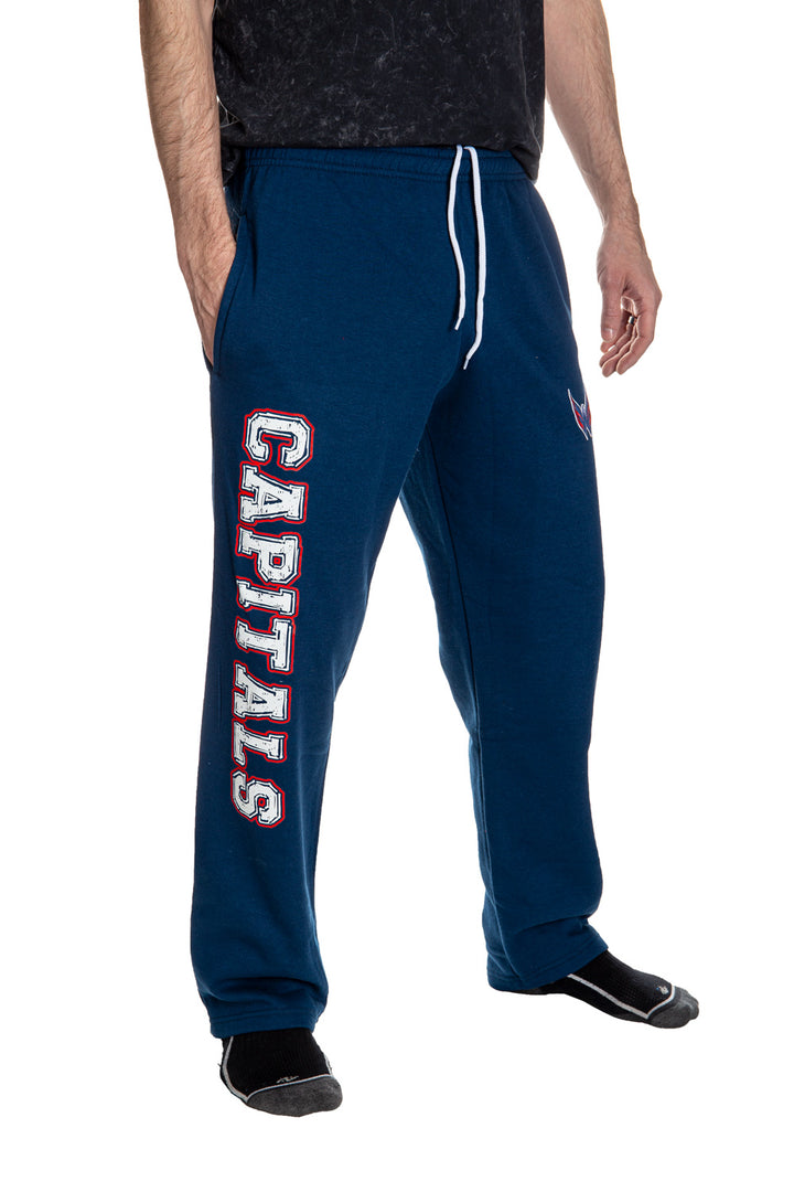 Washington Capitals Premium Fleece Sweatpants Side View of Capitals Leg.