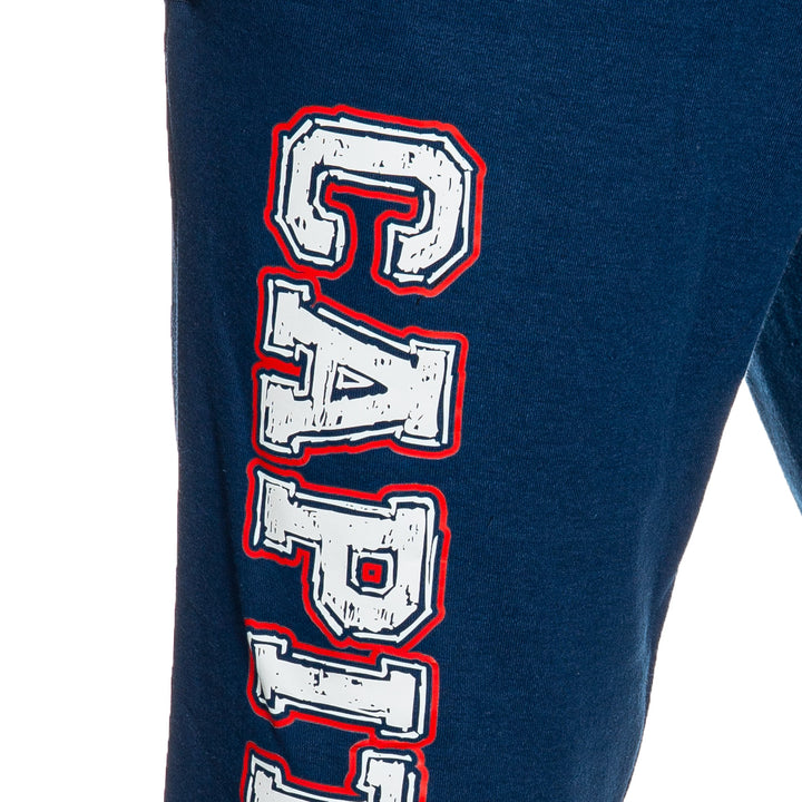 Washington Capitals Premium Fleece Sweatpants Close Up of Capitals Print.