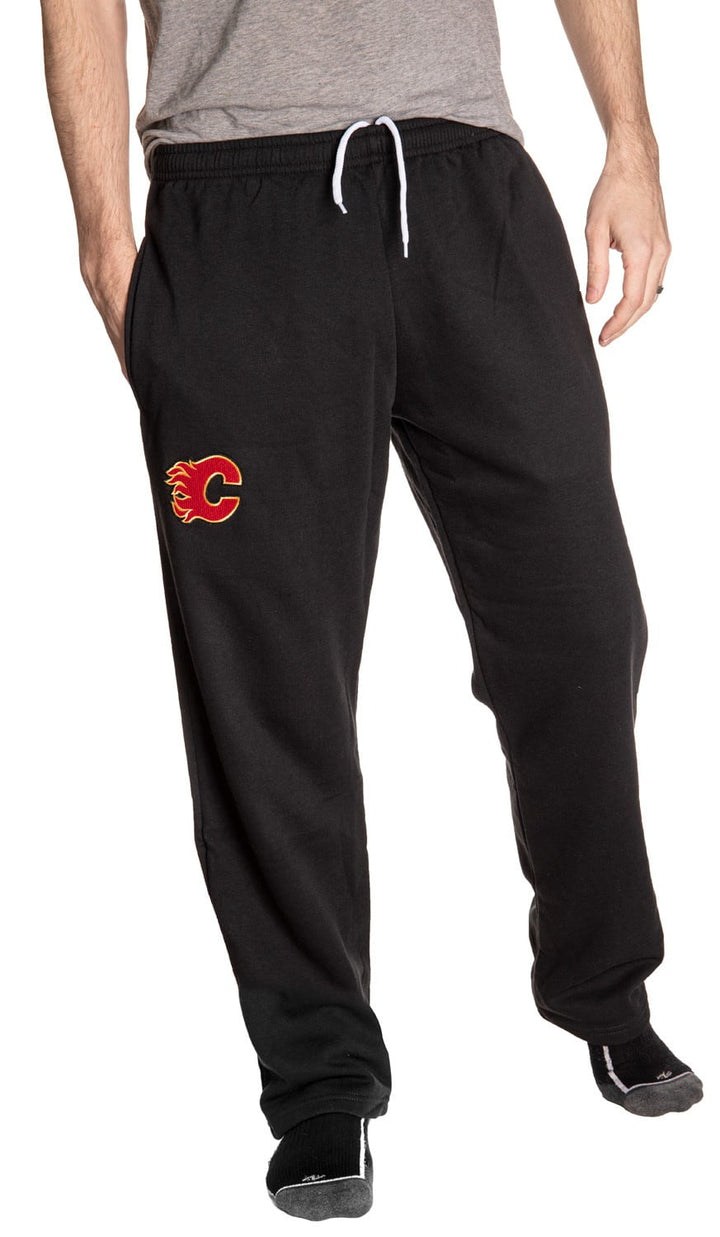 Calgary Flames Black Sweatpants Front View