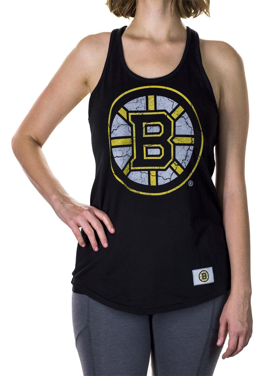 Boston Bruins Distressed Flowy Tank Top for Women.
