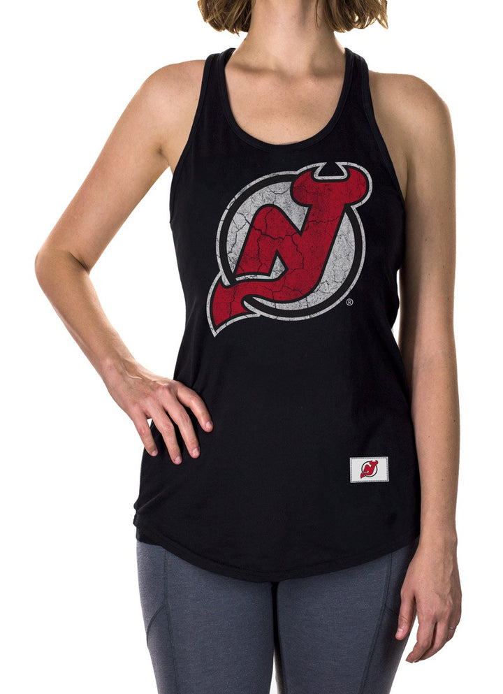 NHL Ladies Distressed Flowy Tank Top- New Jersey Devils