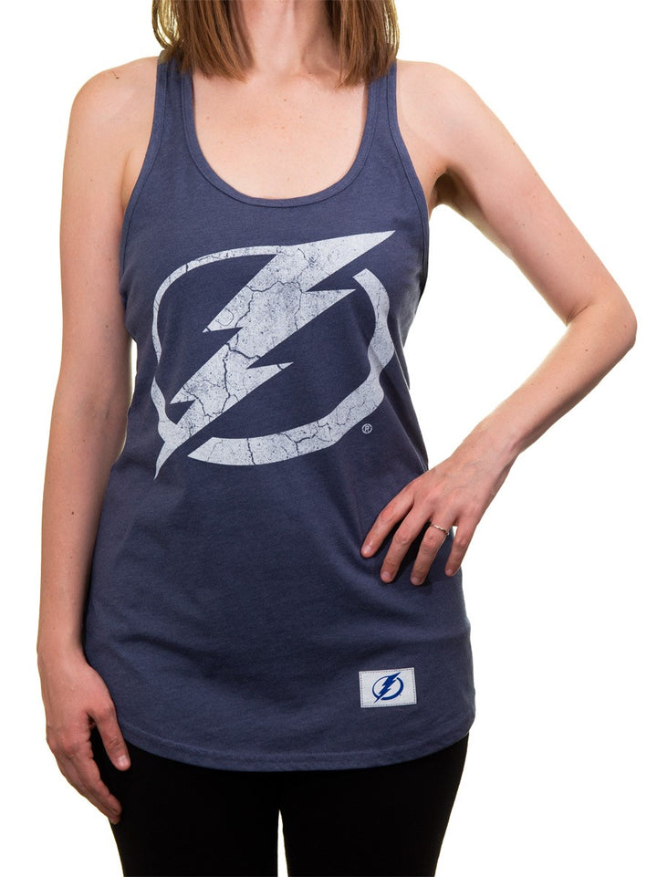 NHL Ladies Distressed Flowy Tank Top- Tampa Bay Lightning 