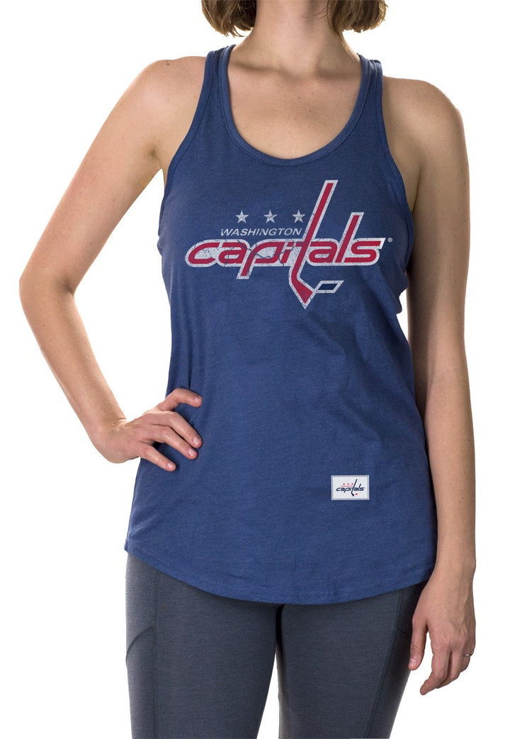 NHL Ladies Distressed Flowy Tank Top- Washington Capitals