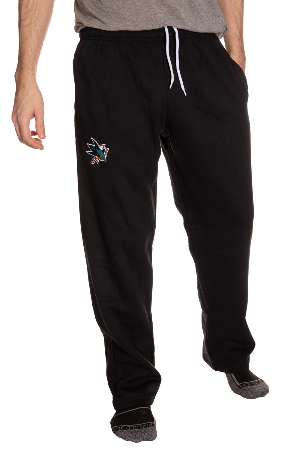 San Jose Sharks Embroidered Logo Sweatpants Front VIew