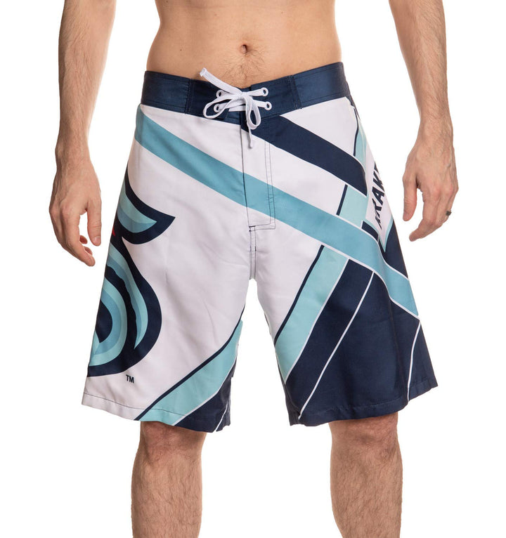 Seattle Kraken Diagonal Design Boardshorts Front View