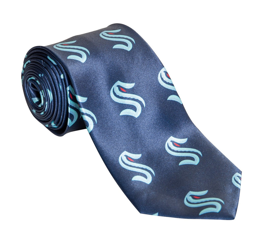 Seattle Kraken All Over Logo Tie.