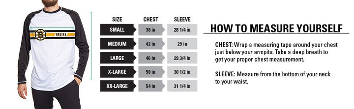 Montreal Canadiens Striped Long Sleeve Rashguard Size Guide.