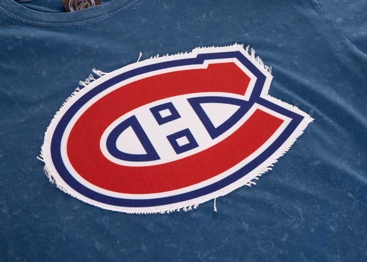 Montreal Canadiens Frayed Logo Acid Wash T-Shirt