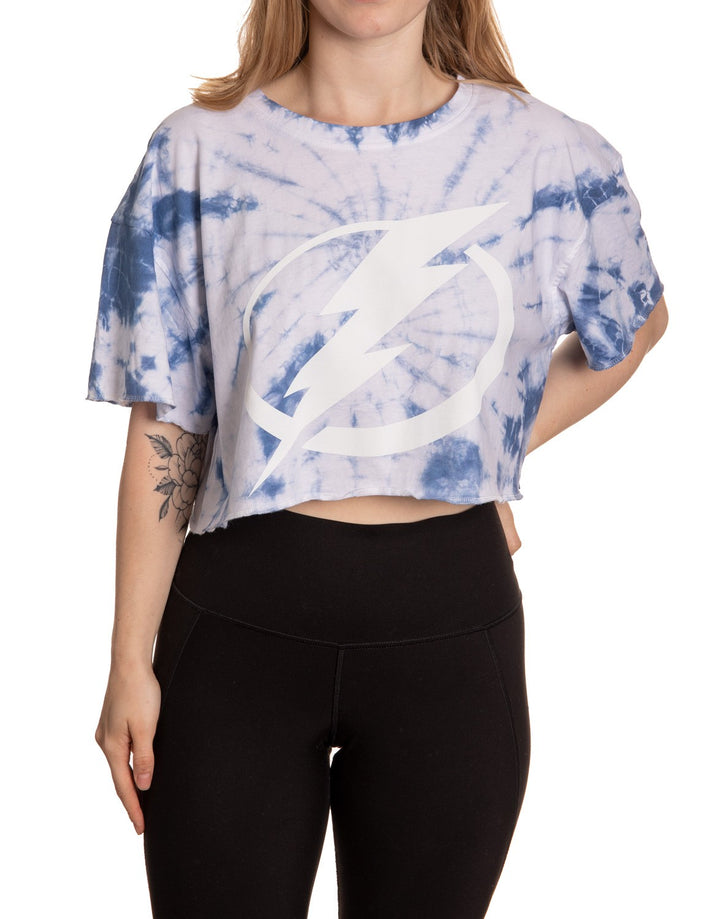 Tampa Bay Lightning Tie Dye Crop Top for Women front view