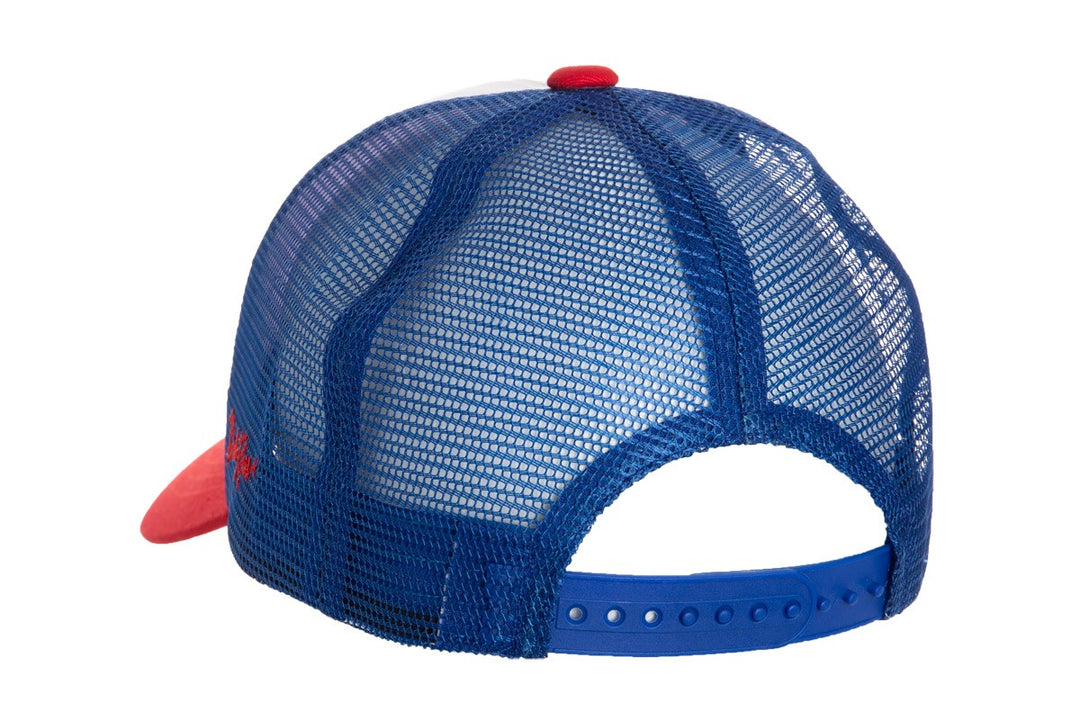 Officially Licensed Bob Ross "Just Happy Accidents" Ball Cap Blue Mesh Black With Snap Back Closure