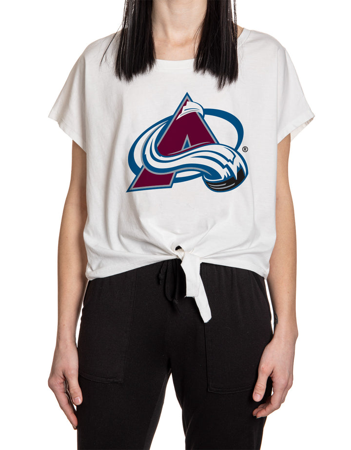 Colorado Avalanche Ladies Tie Up Front Crop T-shirt