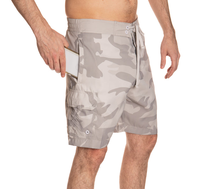 Toronto Maple Leafs Tan Camo Boardshorts Side View