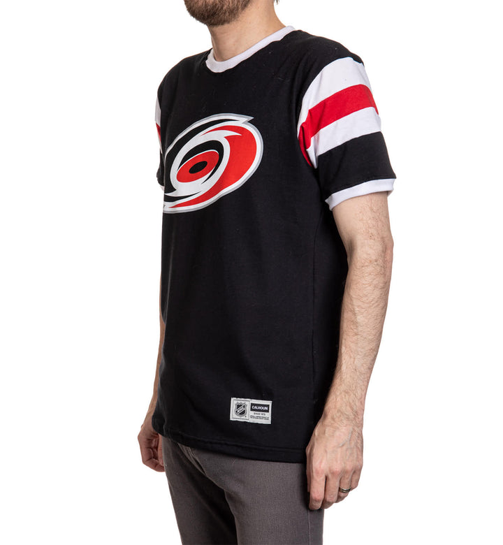 Carolina Hurricanes Shoulder Stripe Varsity Inset T-Shirt