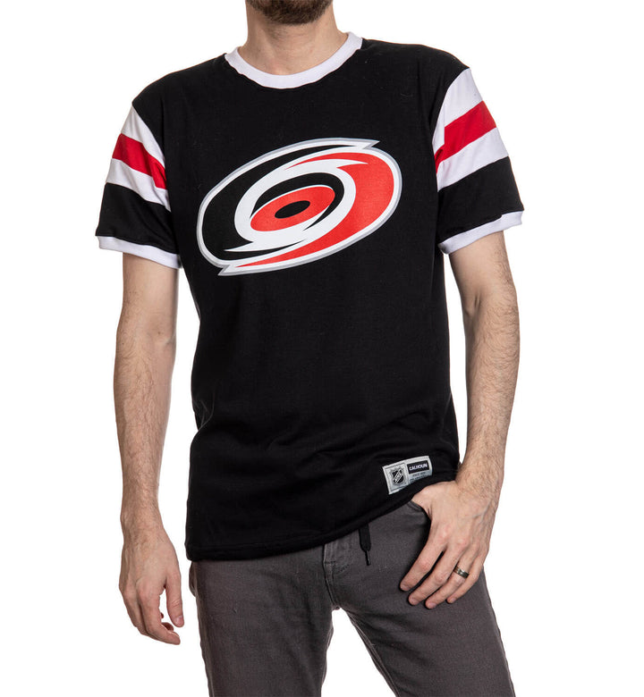 Carolina Hurricanes Shoulder Stripe Varsity Inset T-Shirt