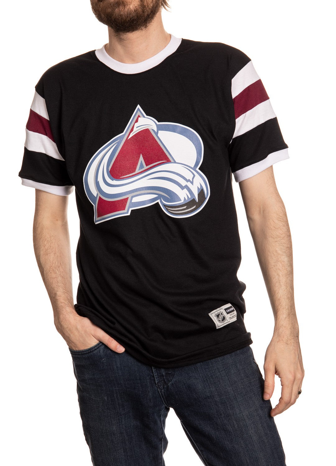 Colorado Avalanche Retro Varsity Inset Sleeve T Shirt