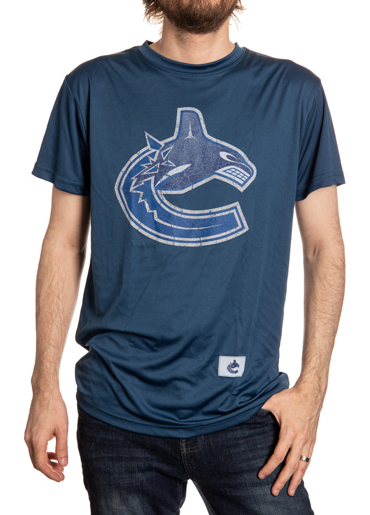 Vancouver Canucks Short Sleeve Rashguard - Distressed Logo Front View