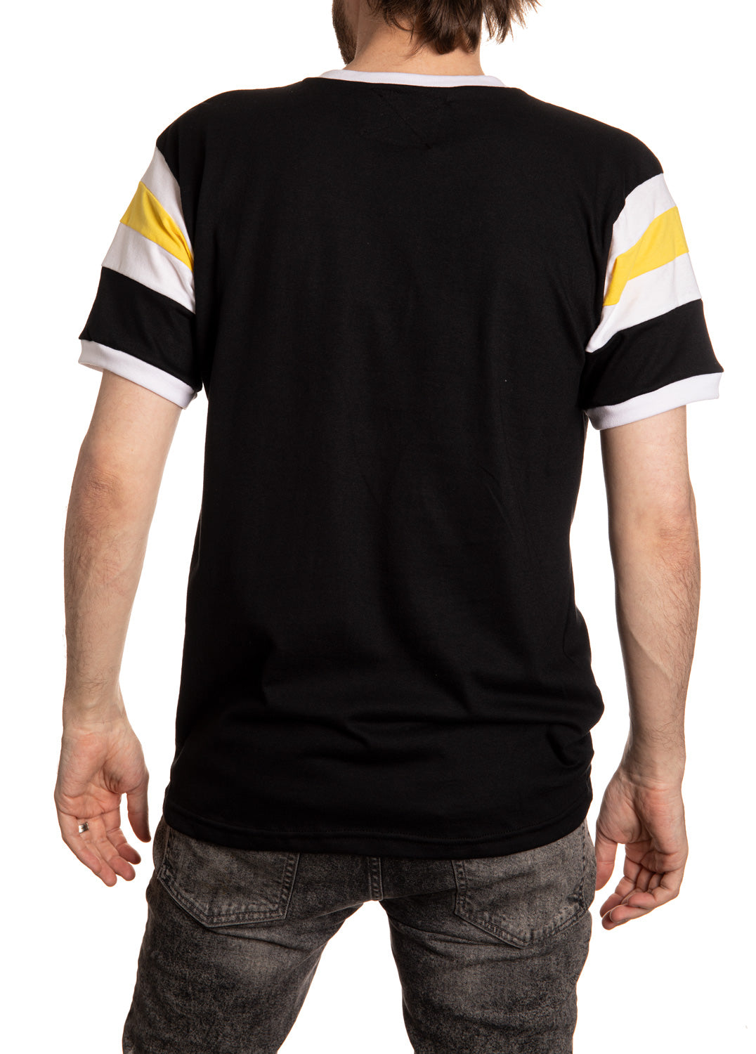 Pittsburgh Penguins Retro Varsity Inset Sleeve T-Shirt Back View