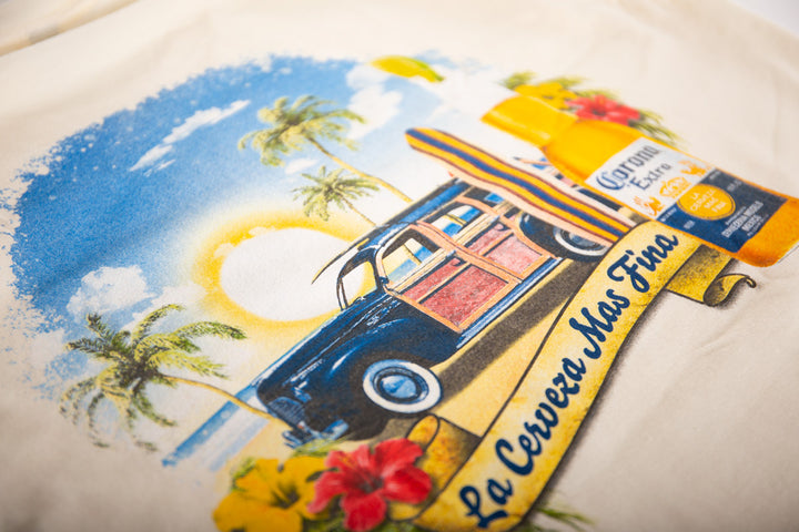 Corona Extra Beachside T-Shirt in Natural Wood Colour