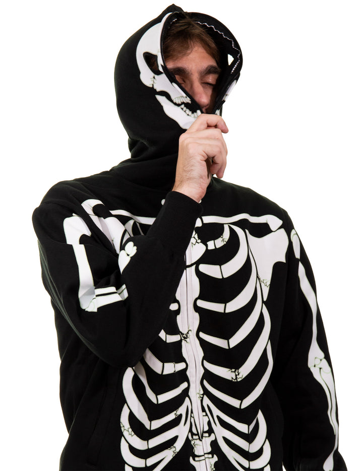 Glow in the Dark Skeleton Hoodie - Full Zip Hooded Costume