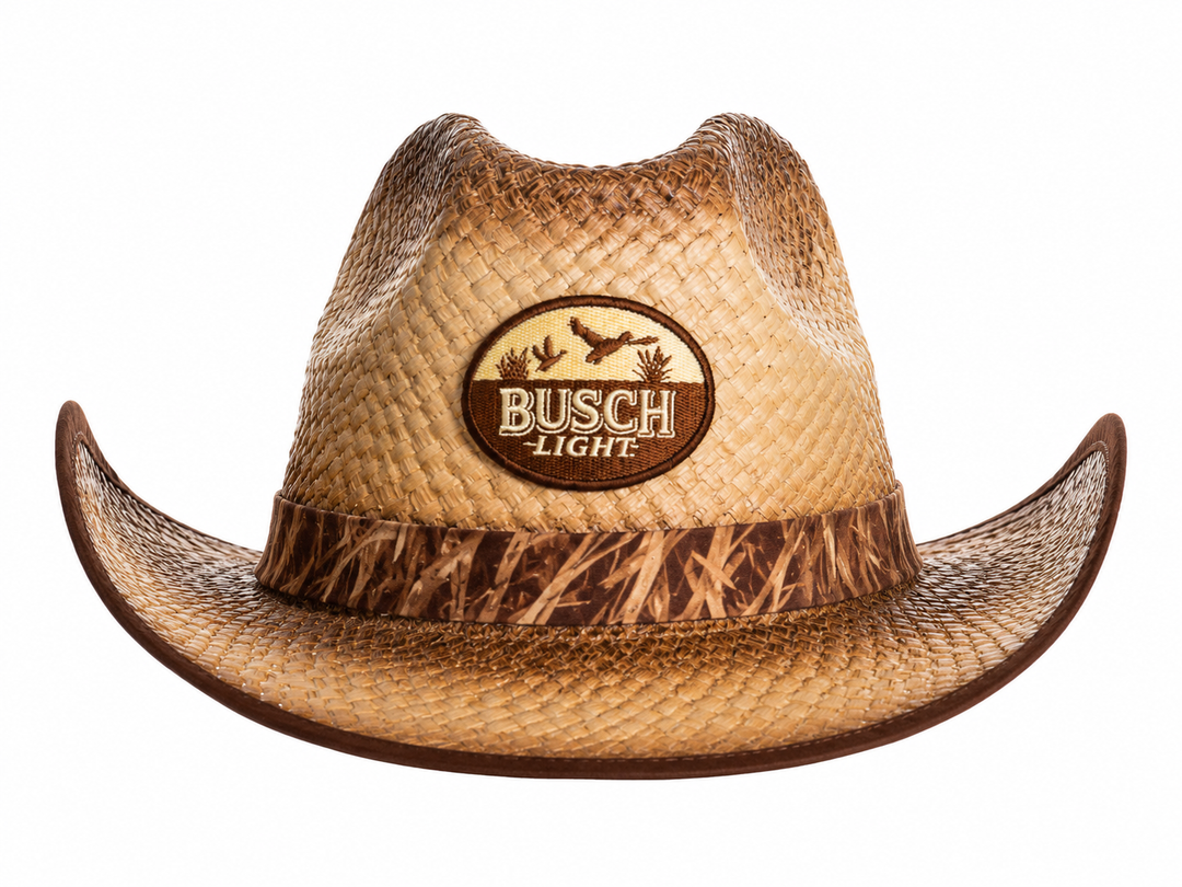Busch Light Brown and Beige Birds Scenic Patch Cowboy hat