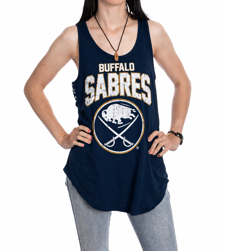 Buffalo Sabres Ladies "Distressed" Lace Flowy Tank Top