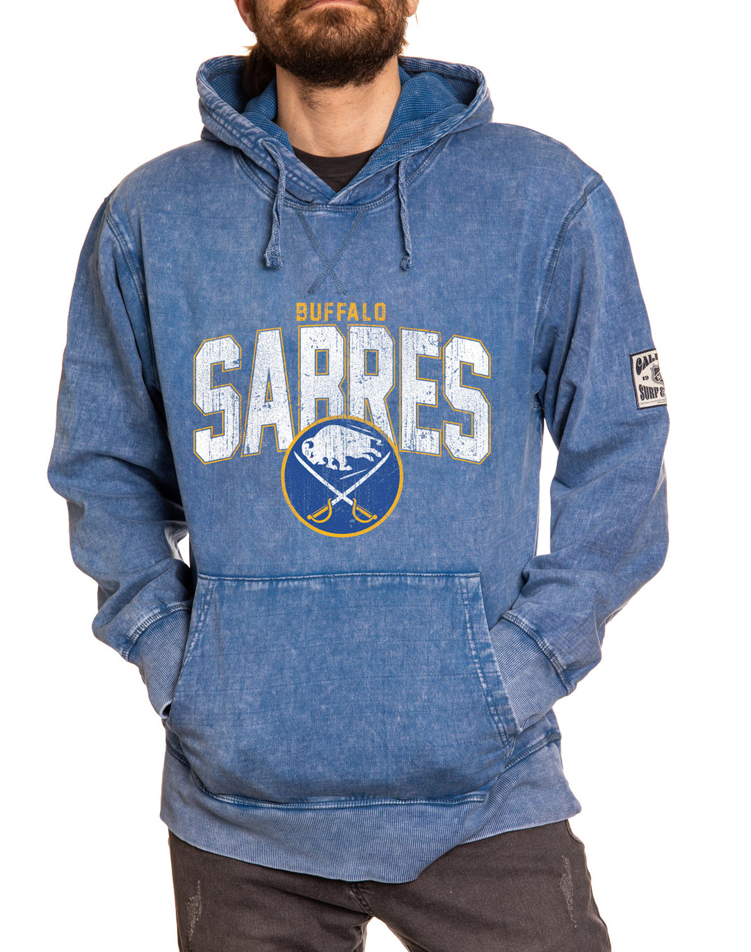 Official NHL licensed Buffalo Sabres Unisex Blue Acid Wash Hoodie