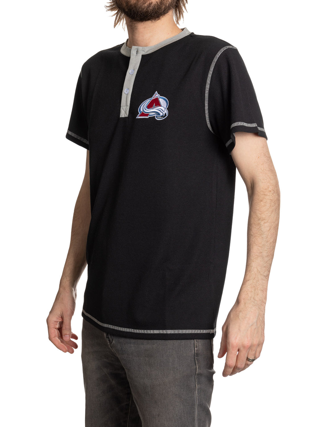 Colorado Avalanche Waffle Henley Shirt