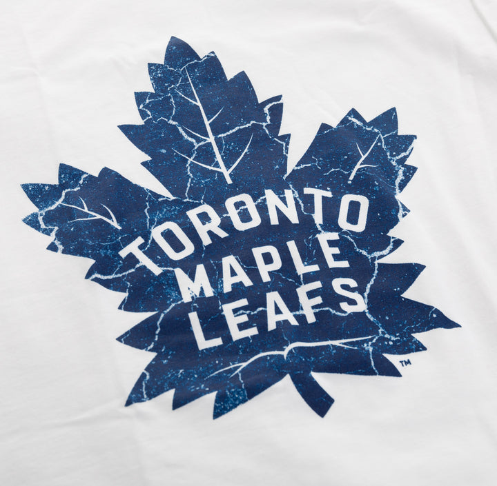 Toronto Maple Leafs Women's Distressed Print Fitted Crew Neck Premium T-Shirt - White