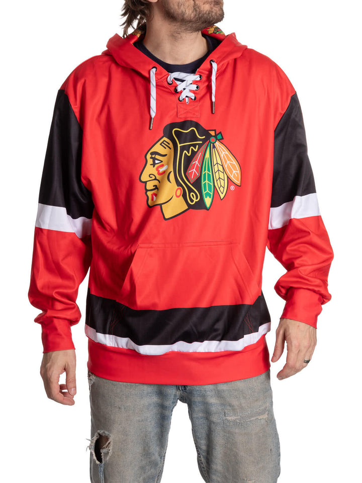 Official NHL Licensed Chicago Blackhawks Hockey Lace Hoodie