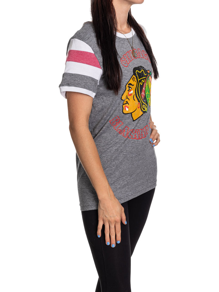 Chicago Blackhawks Ladies Loose Fit Varsity Style Retro Lounge T-Shirt