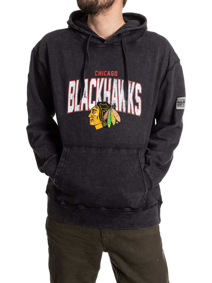 Official NHL licensed Chicago Blackhawks Unisex Acid Wash Hoodie