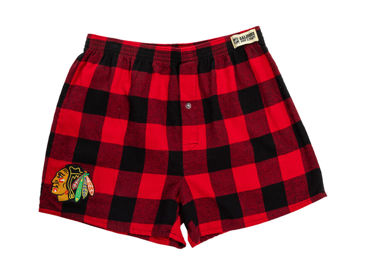 NHL Licensed Chicago Blackhawks Buffalo Plaid Flannel Boxers --2pack