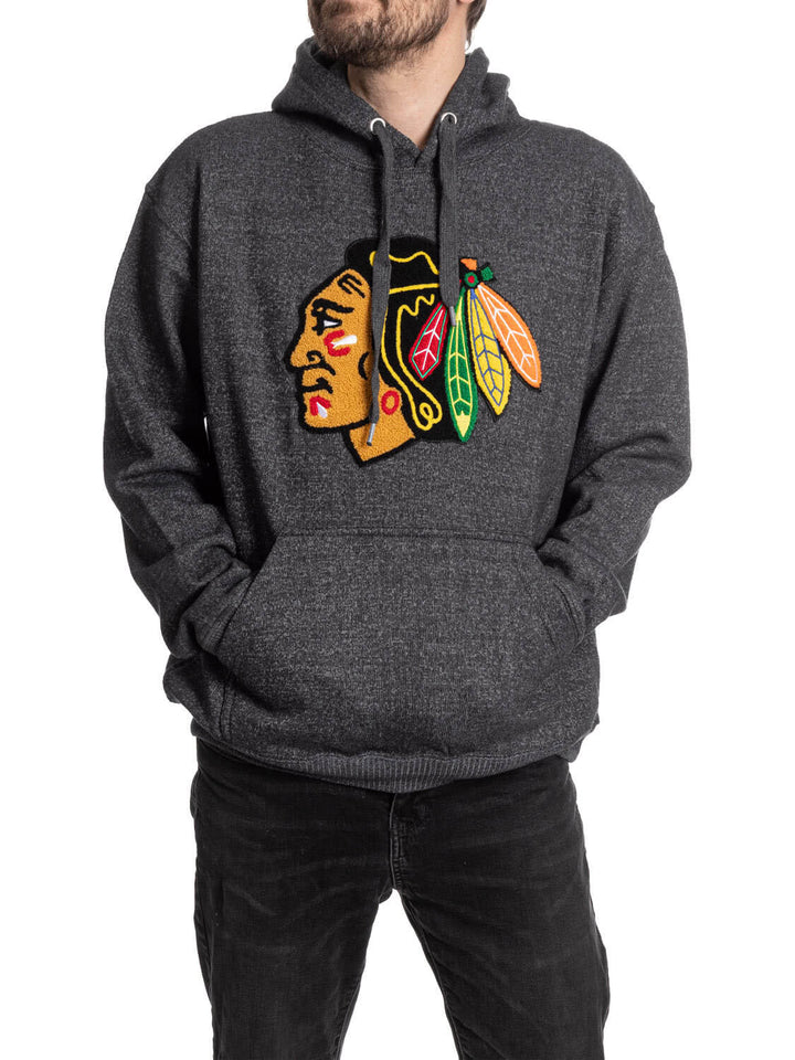 NHL Chicago Blackhawks Unisex Nantucket Hoodie with Chenille Logo Crest