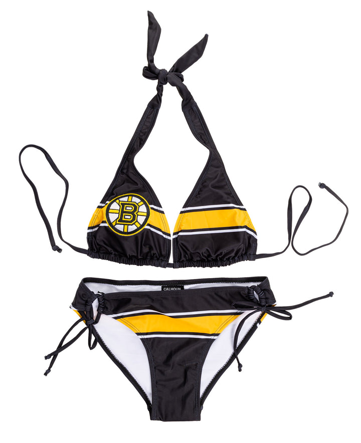 Boston Bruins Striped Halter Top Bikini