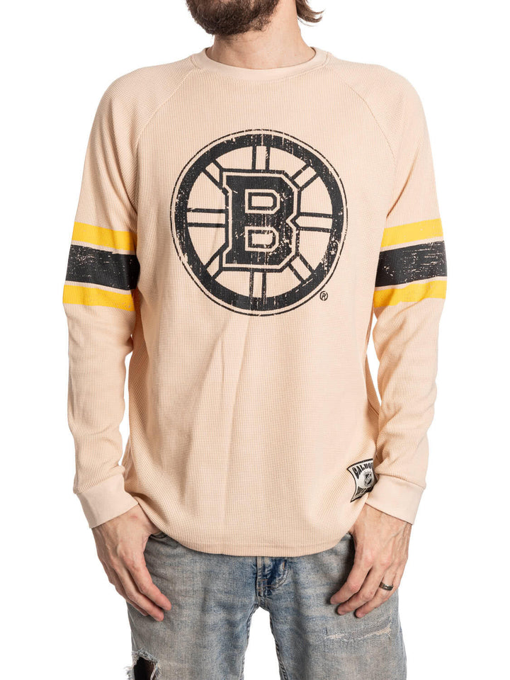 Official Licensed NHL Boston Bruins Long Sleeve Waffle Crewneck