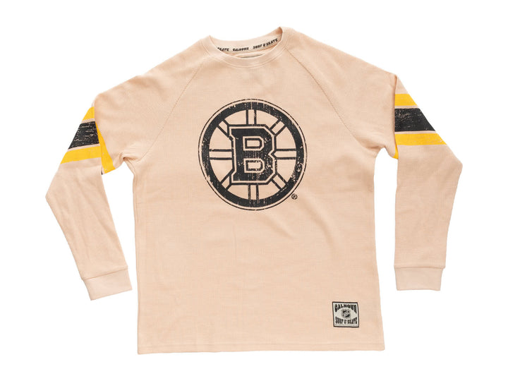 Official Licensed NHL Boston Bruins Long Sleeve Waffle Crewneck