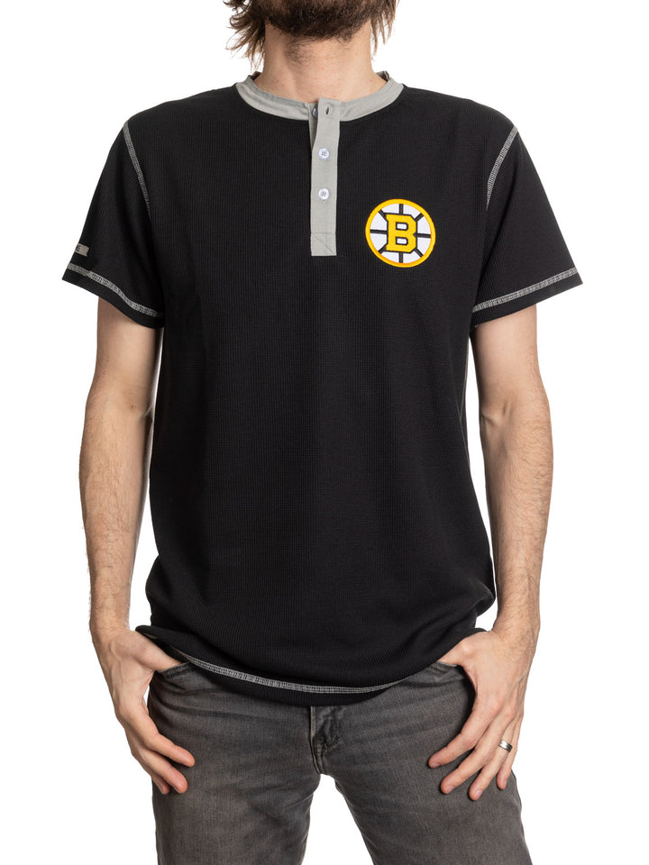 Boston Bruins Waffle Henley Shirt