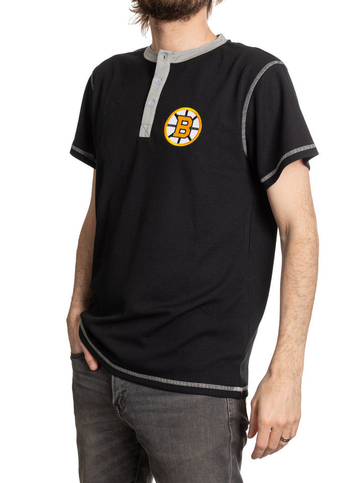 Boston Bruins Waffle Henley Shirt