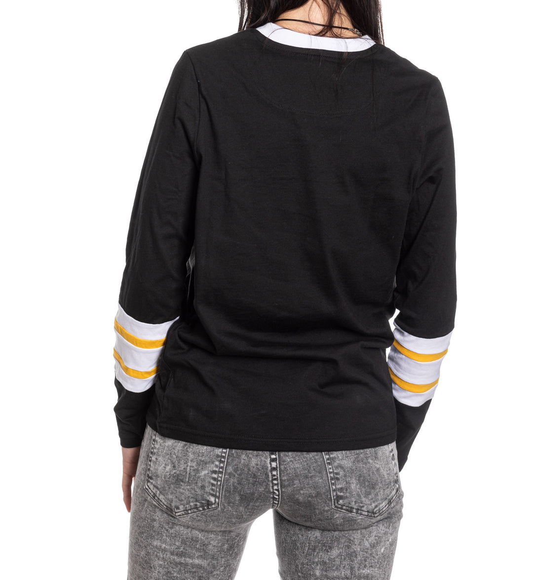 Boston Bruins Women's V-Neck Varsity Long Sleeve Shirt