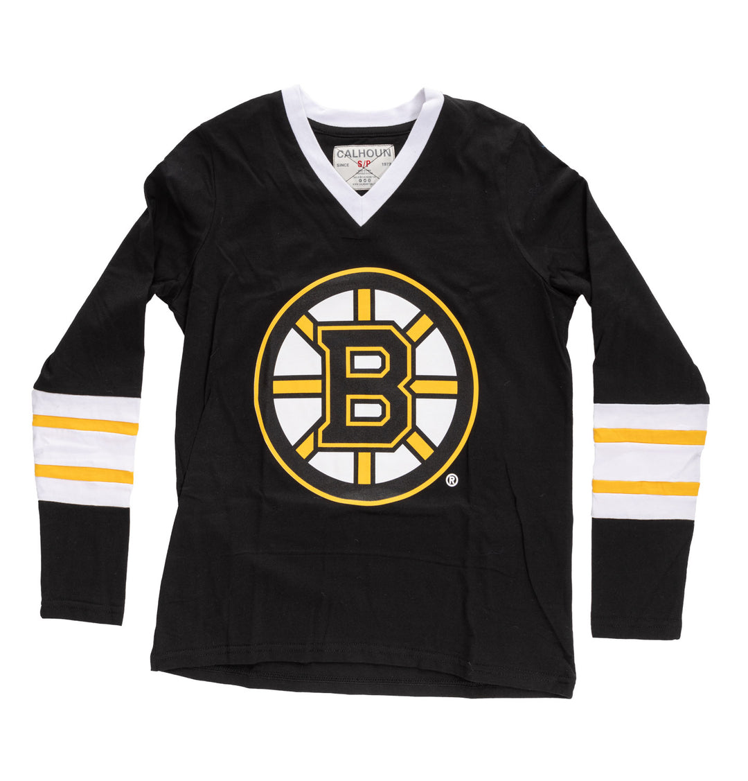 Boston Bruins Women's V-Neck Varsity Long Sleeve Shirt