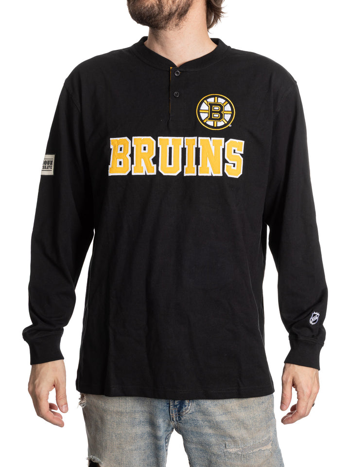Official Licensed NHL Boston Bruins Long Sleeve Henley--Presale