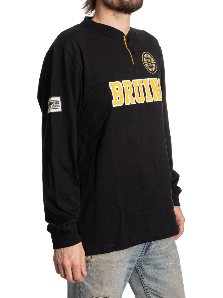 Official Licensed NHL Boston Bruins Long Sleeve Henley--Presale