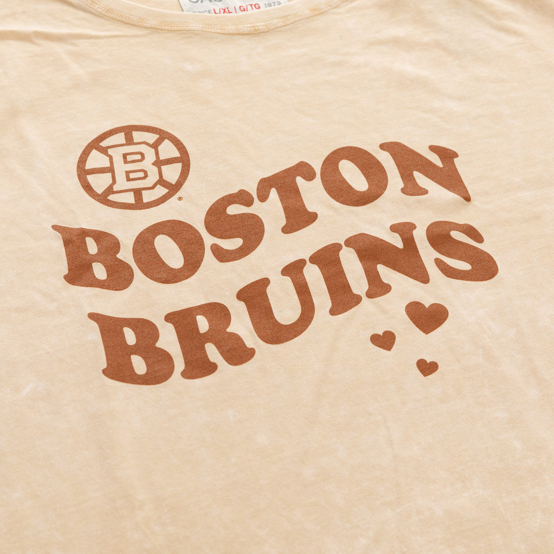 Boston Bruins Vintage Hearts Oversized Drop Shoulder Crewneck Short Sleeve T-Shirt