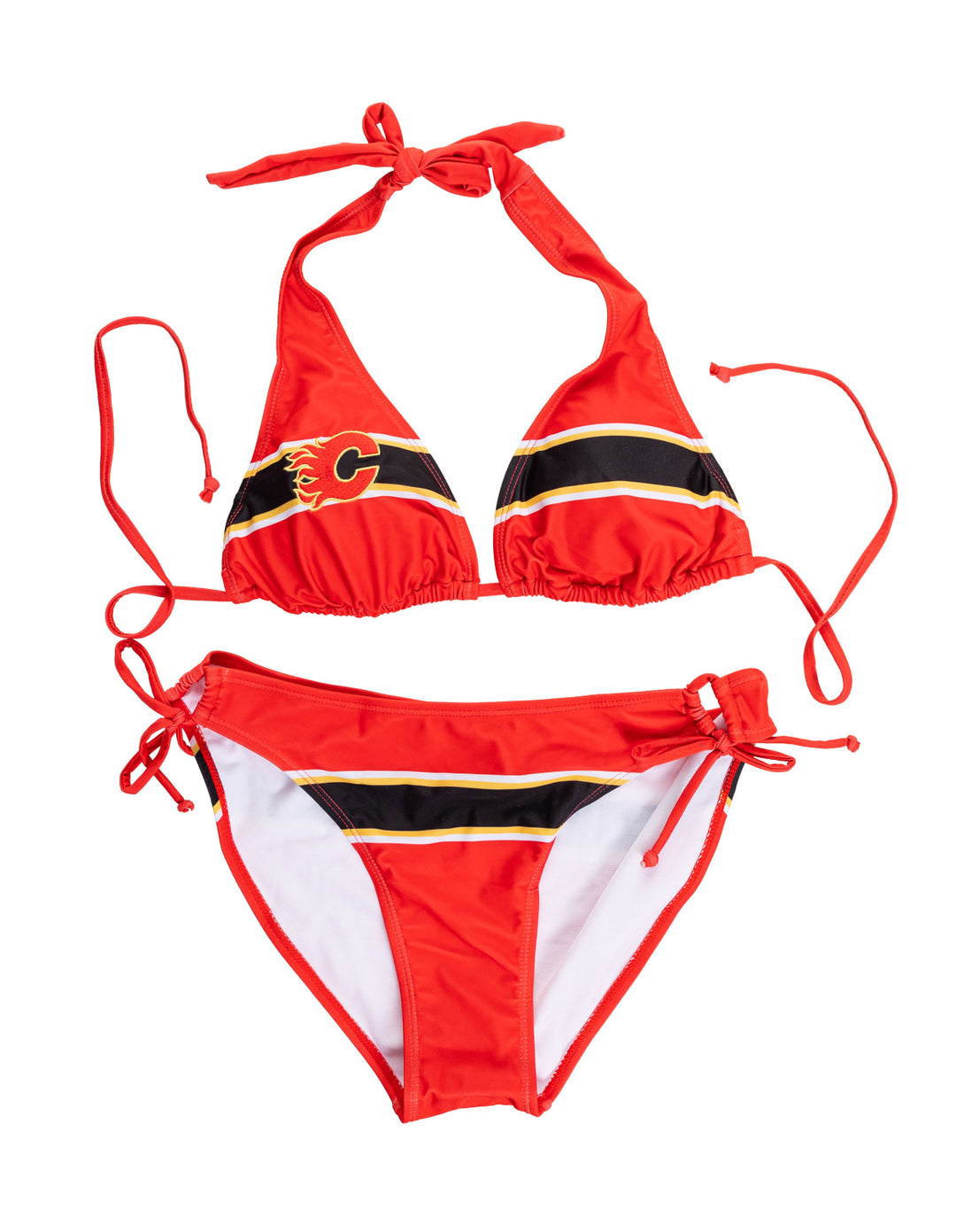 Calgary Flames Striped Halter Top Bikini