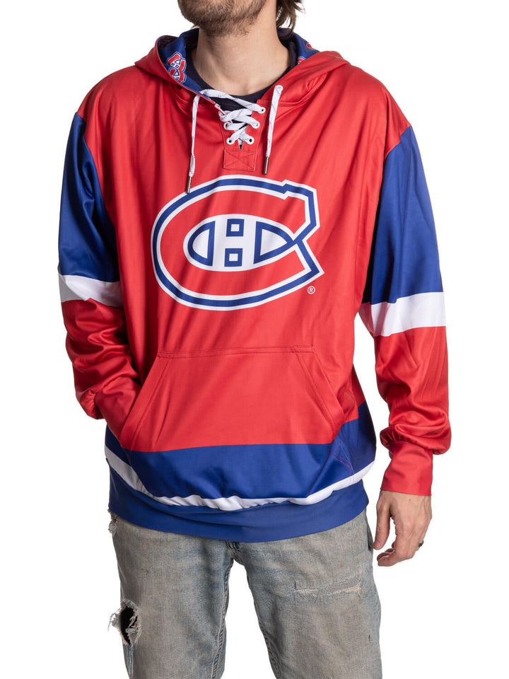Official NHL licensed Montreal Canadiens Hockey Lace Hoodie