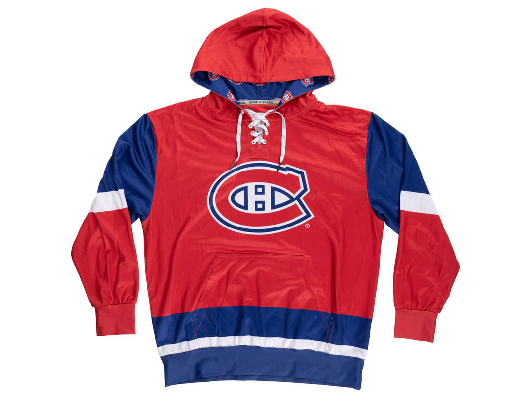 Official NHL licensed Montreal Canadiens Hockey Lace Hoodie