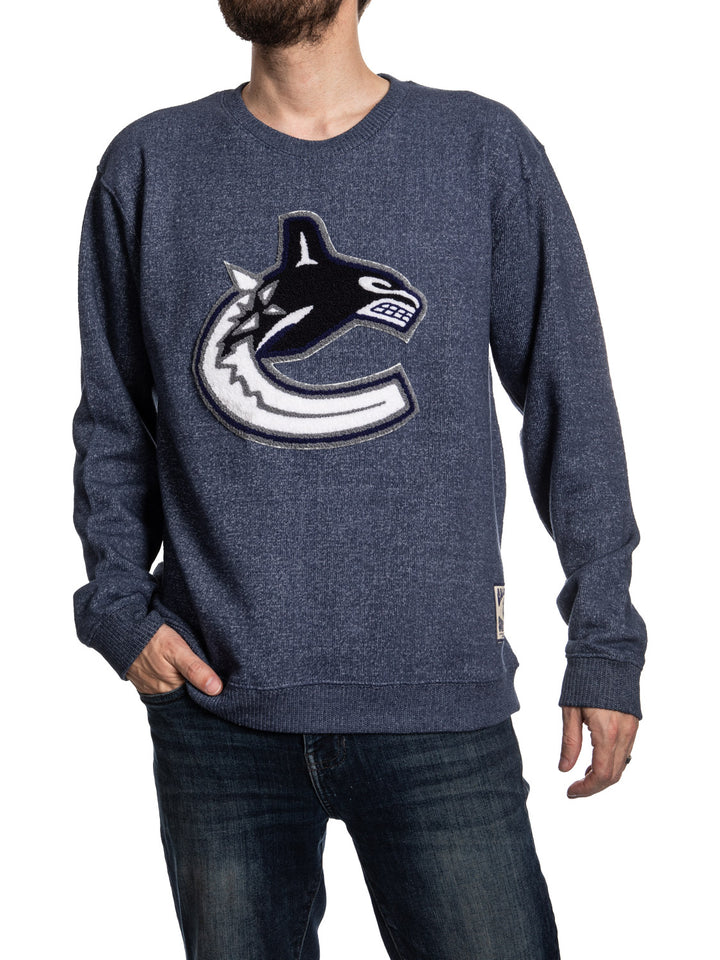 Vancouver Canucks NHL Unisex Cabin Crew Neck Sweater with chenille logo
